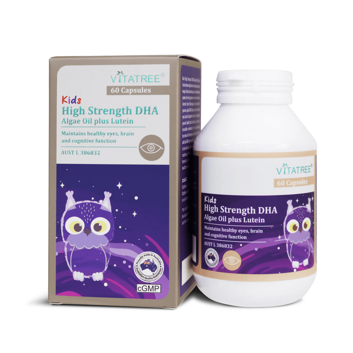 Vitatree Kids High Strength DHA Algae Oil plus Lutein 60 Capsules - BeeVitamins