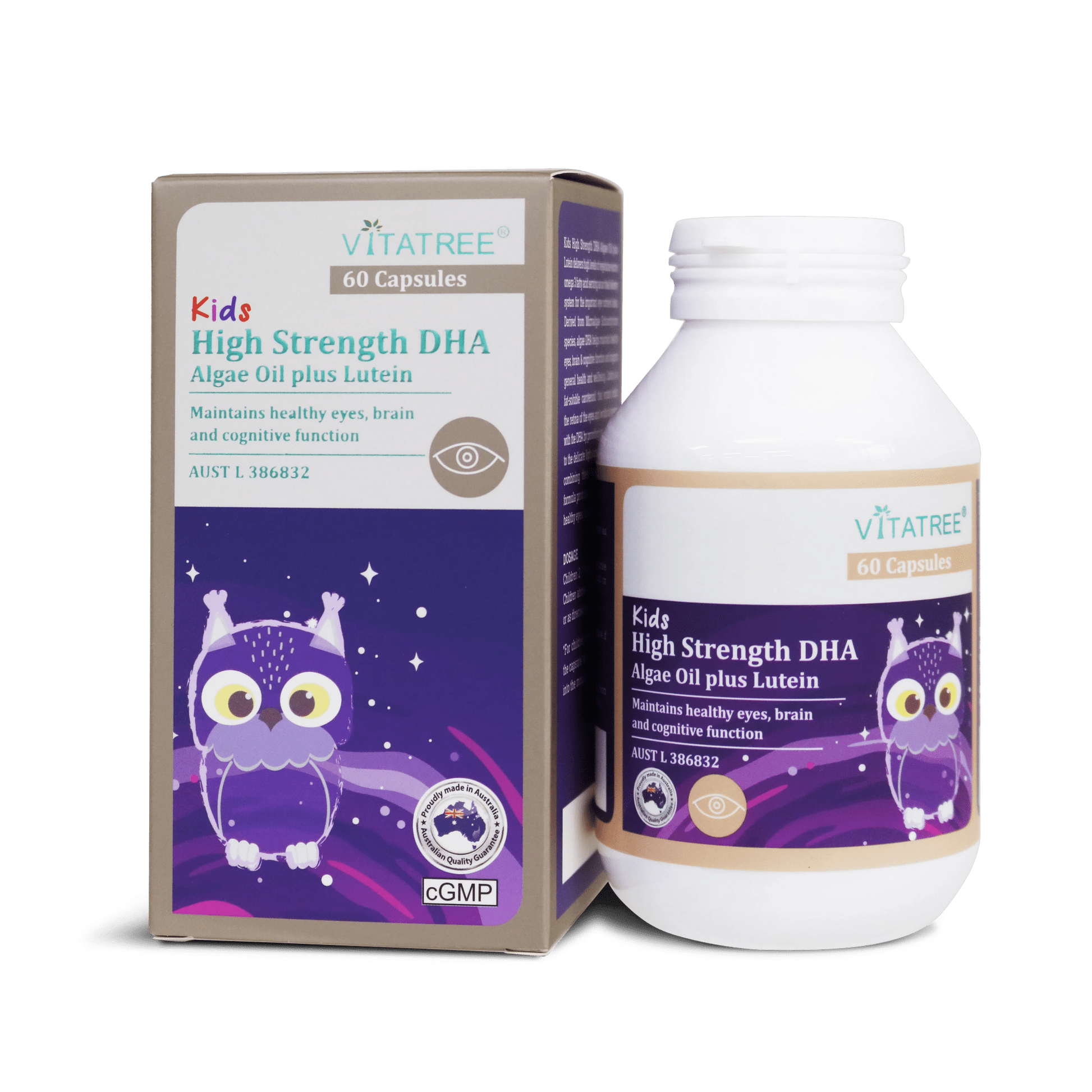 Vitatree Kids High Strength DHA Algae Oil plus Lutein 60 Capsules - BeeVitamins