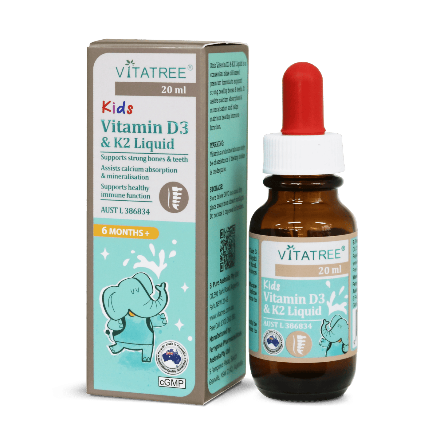 Vitatree Kids Vitamin D3 & K2 Liquid 20ml - BeeVitamins