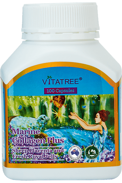 VitaTree Marine Collagen Plus Sheep Placenta & Fresh Royal Jelly 100 Capsules - BeeVitamins