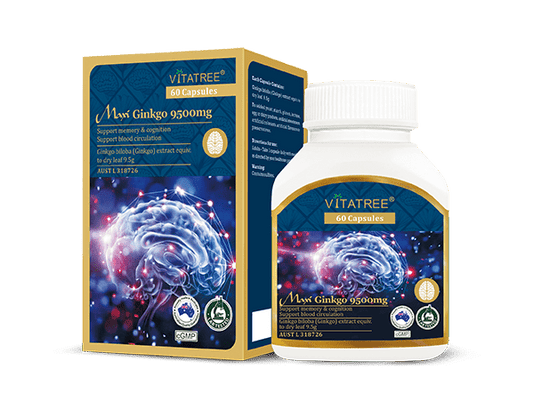 Vitatree Mega Ginkgo 9500mg Max / 60 Capsules - BeeVitamins