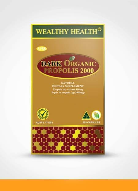 Wealthy Health Dark Organic Propolis 2000 mg 365 Capsules - BeeVitamins