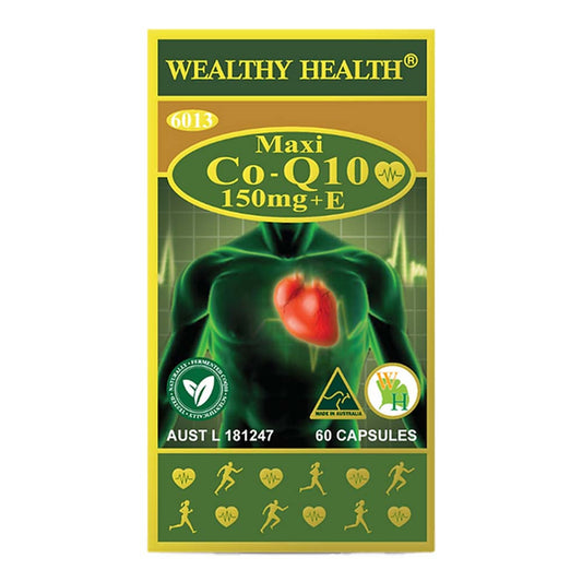 ويلثي هيلث ماكسي CoQ10 150 ملغ + E لصحة القلب 60 كبسولة