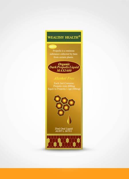 Wealthy Health Organic Dark Propolis Liquid Maxi 600 / 25mL - BeeVitamins